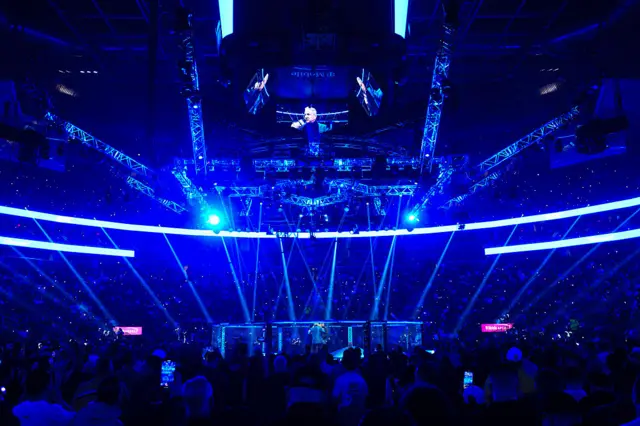 UFC 324 cage inside T-Mobile Arena