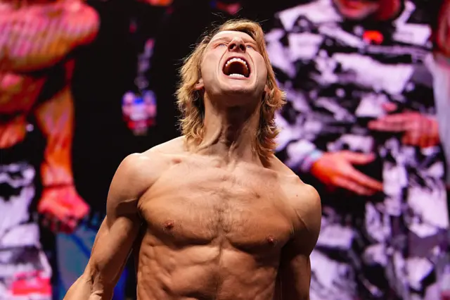Paddy Pimblett shouting at the weigh-in
