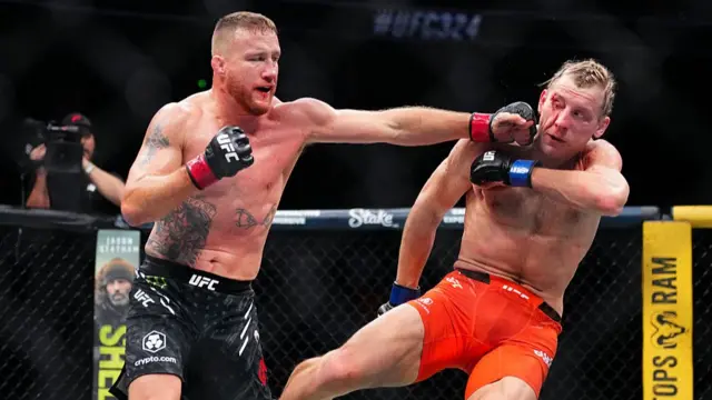 Justin Gaethje strikes Paddy Pimblett