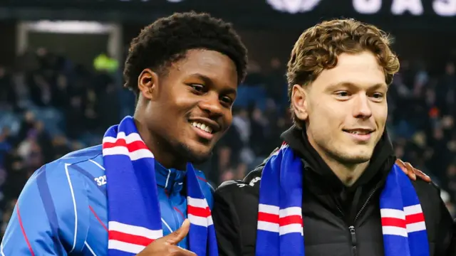 Rangers players Tochi Chukwuani and Andreas Skov Olsen