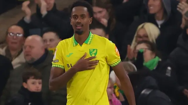 Ali Ahmed grabs the Norwich badge