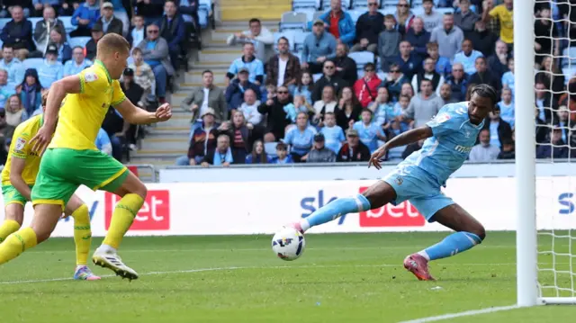 Haji Wright equalises for Coventry against Norwich in September