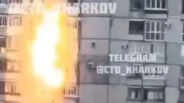 The moment of the blast in Kharkiv