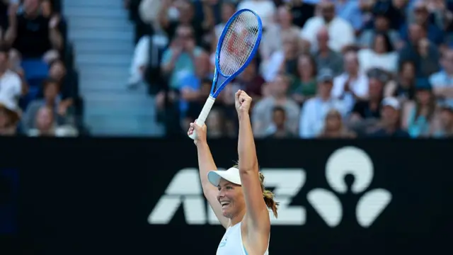Maddison Inglis celebrates winning a game