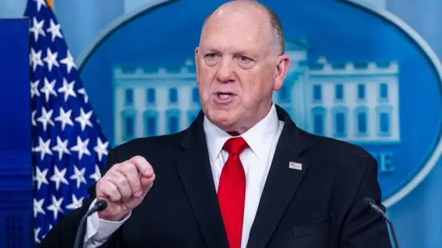 White House 'Border Czar' Tom Homan responds to a question from the news media during a press briefing with White House Press Secretary Karoline Leavitt