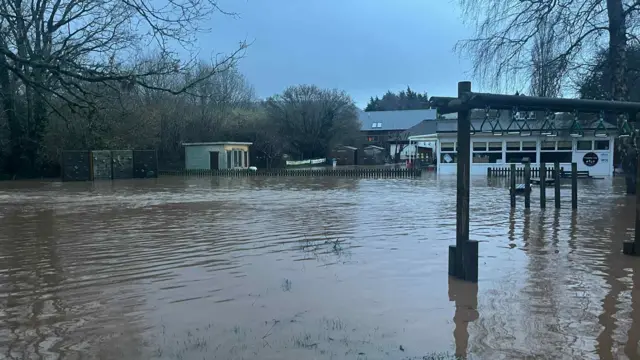 Tipton St John Primary School is flooded