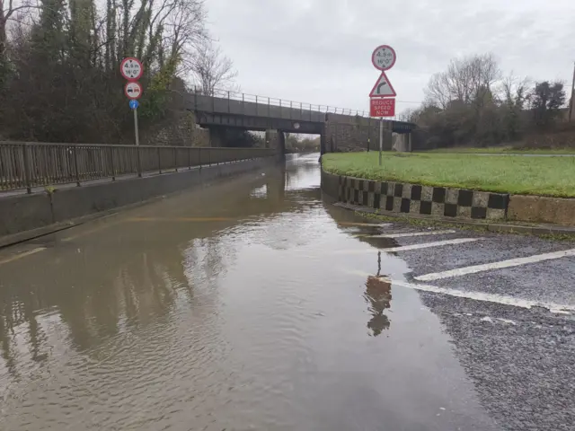 The road closed at A37 at Stratton. The road is flooded.