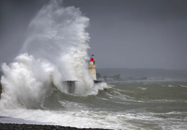 Stormy seas in Newlyn.