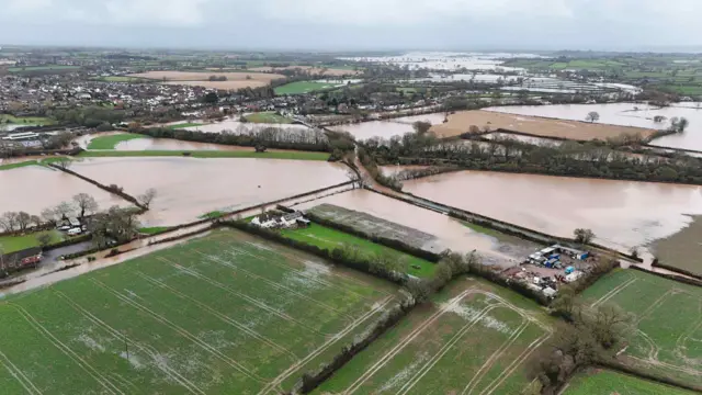Aerial pictures of the flooding around Taunton, Creech St Michael and Ruishton.