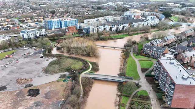 Aerial pictures of the flooding around Taunton, Creech St Michael and Ruishton.