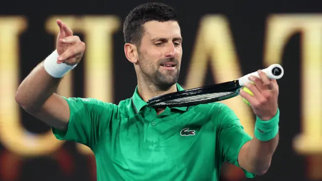 Novak Djokovic celebrates a win at the Australian Open