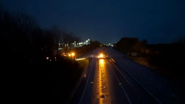 The view from the bridge over the A30 at Exeter Airport