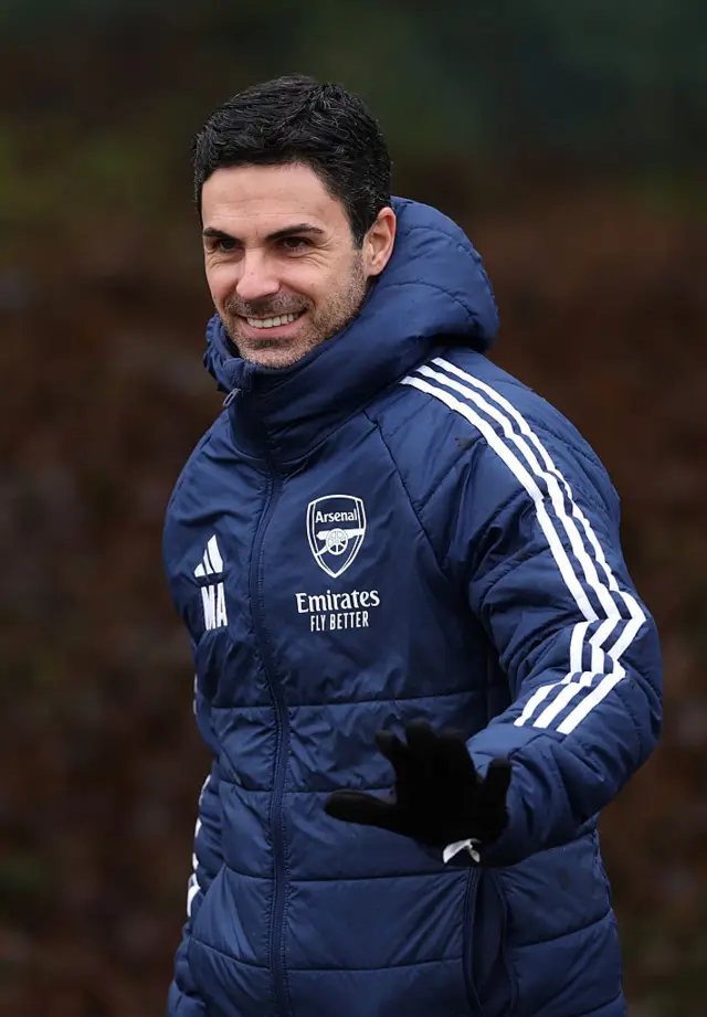 Mikel Arteta at training
