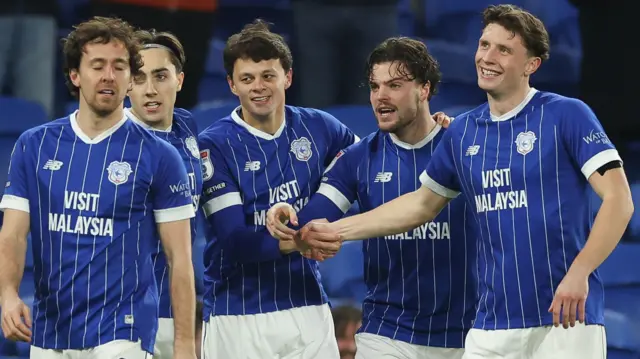 Cardiff celebrate v Barnsley