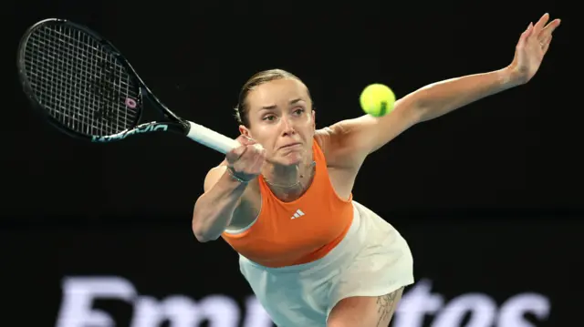 Elina Svitolina hits a forehand
