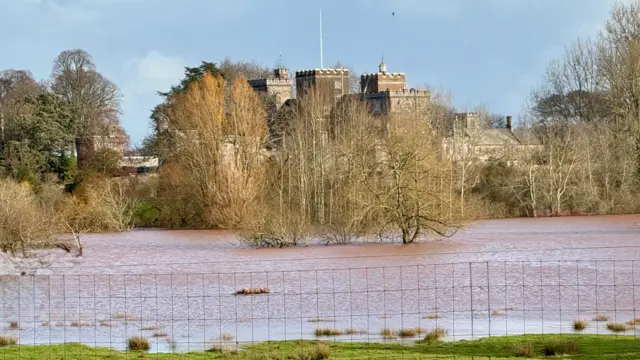 Flooding at Powderham Castle