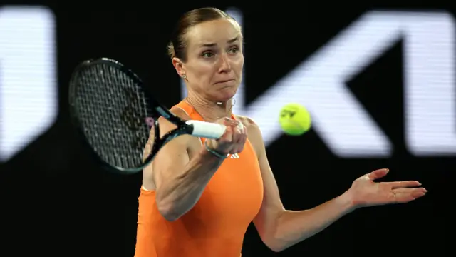 Elina Svitolina hits a forehand