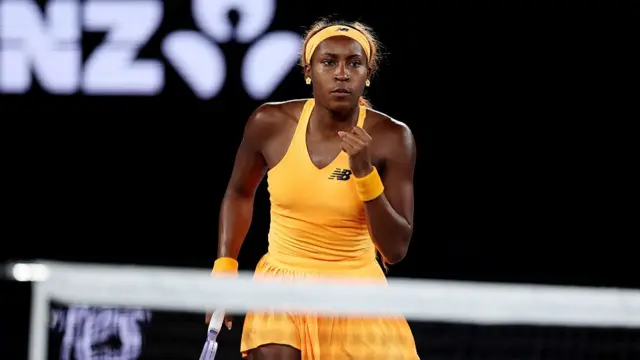 Coco Gauff reacts
