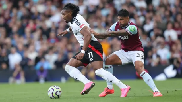 Adama Traore playing for Fulham at West Ham
