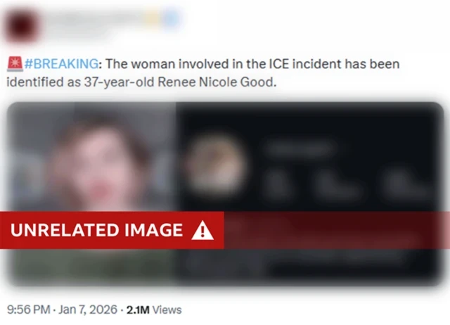 A social media post shared widely claimed to be of Renee Nicole Good in the days after her death but it was of a different woman