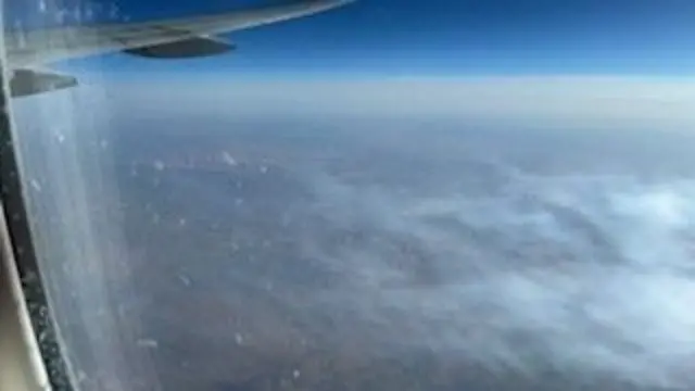 The Gobi Desert below, Beijing ahead, on the UK government plane