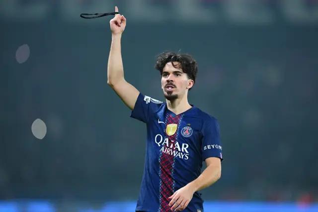 Vitinha of Paris Saint-Germain celebrates scoring his team's first goal