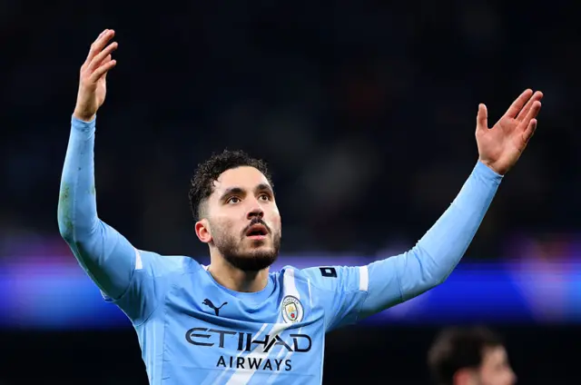 Rayan Cherki of Manchester City celebrates