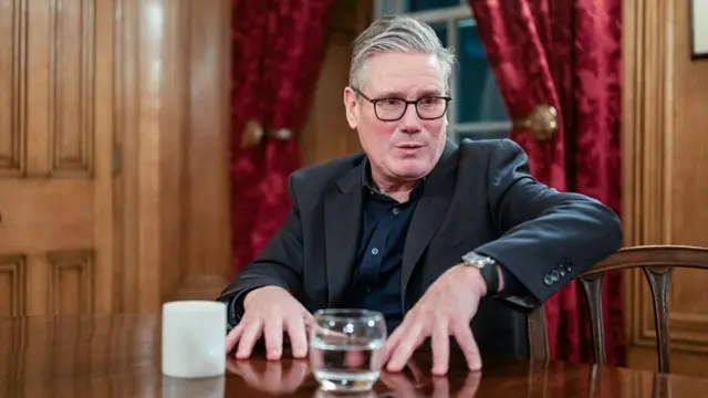 Starmer speaking to reporters on Monday