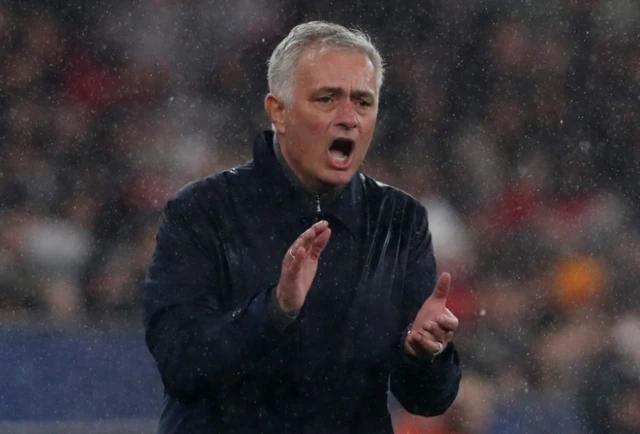 Jose Mourinho looks on