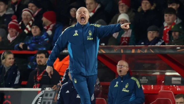 Nottingham Forest manager Sean Dyche reacts