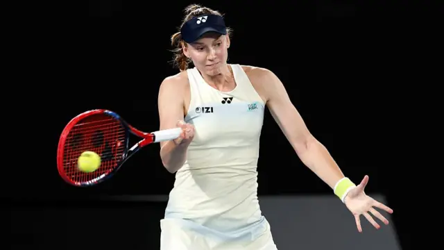Elena Rybakina hits a forehand