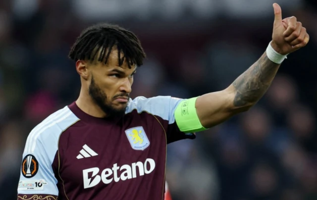 Aston Villa's Tyrone Mings reacts