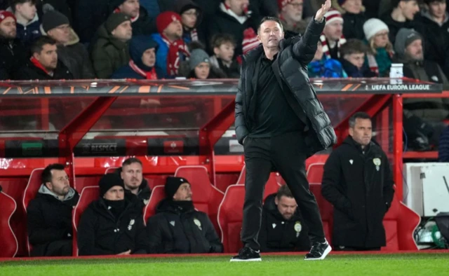 Manager, Robbie Keane of Ferencváros reacts