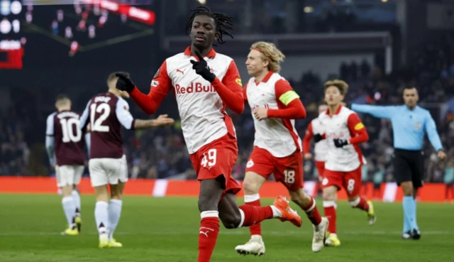 RB Salzburg's Moussa Yeo celebrates scoring their second goal