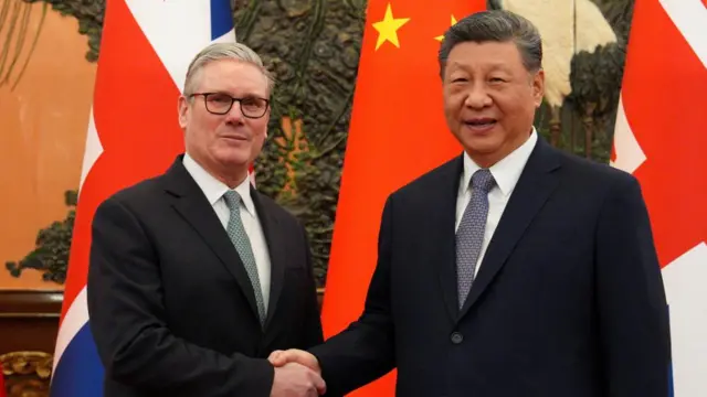 Keir Starmer shaking hands with Xi Jinping