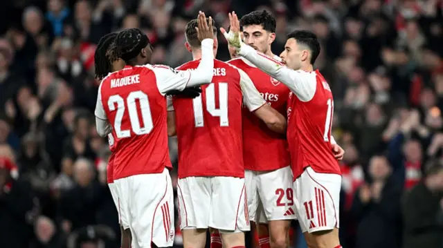 Arsenal players celebrate
