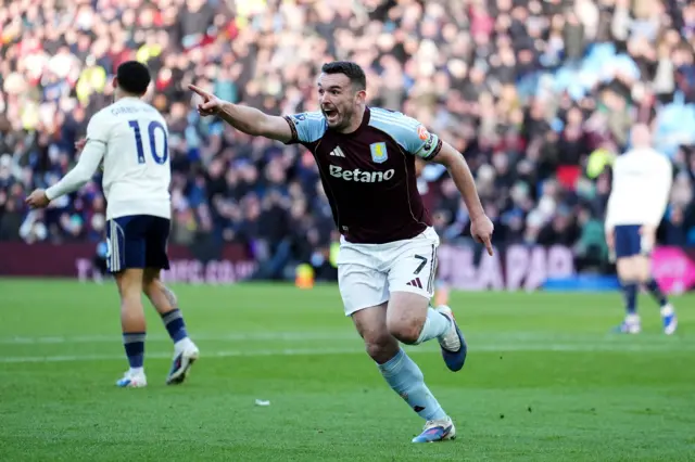 Aston Villa's John McGinn celebrates scoring their side's second goal