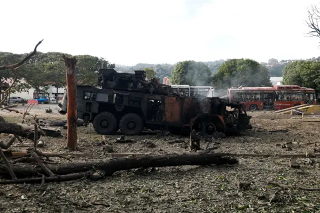 A destroyed anti-aircraft unit at La Carolta military air base