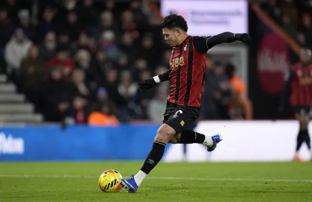 Bournemouth's Evanilson scores their side's first goal of the game