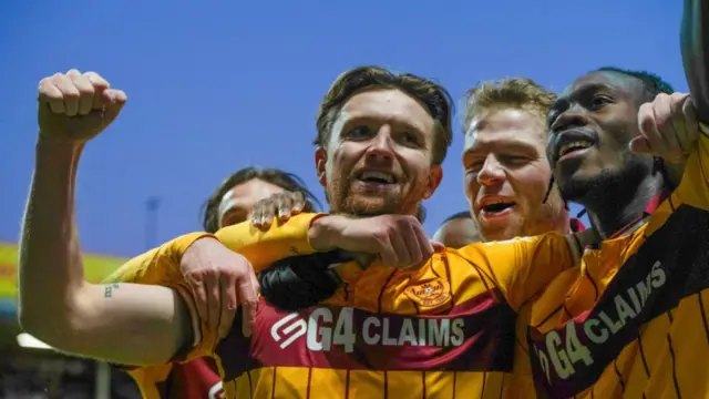 Motherwell players celebrate