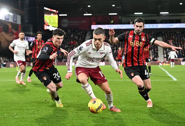 Leandro Trossard of Arsenal runs with the ball