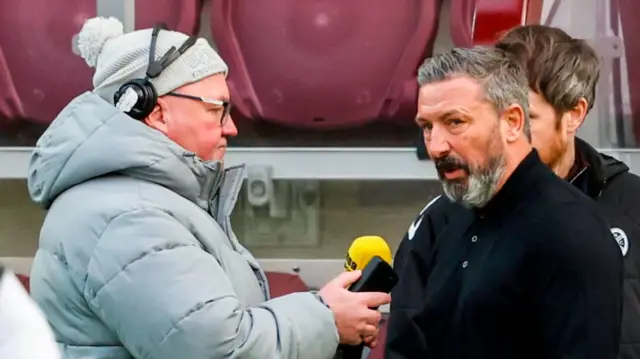 Hearts head coach Derek McInnes is interviewed