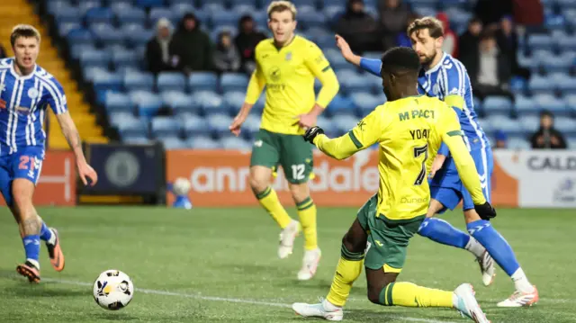 Elie Youan scores for Hibernian against Kilmarnock