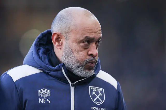 Nuno Espirito Santo, head coach of West Ham United, reacts