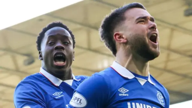 Rangers players celebrating