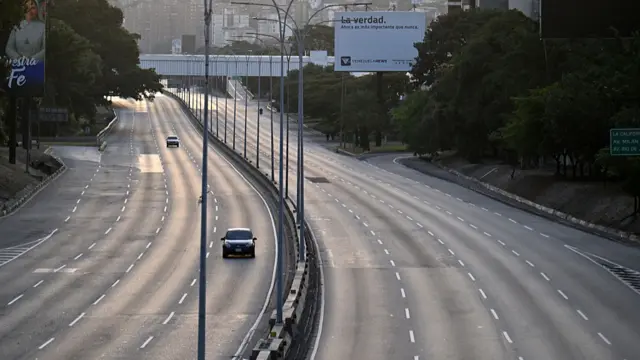 The Francisco Fajardo highway is seen almost empty in Caracas