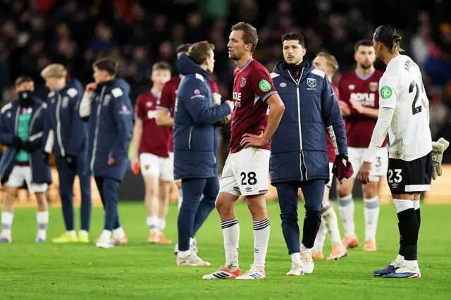 Tomas Soucek of West Ham United appears dejected