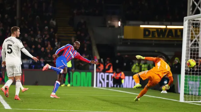 Jean-Philippe Mateta scores against Fulham