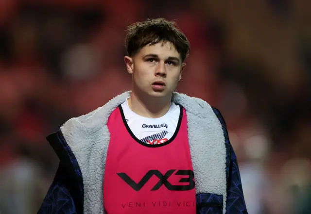 Carwyn Leggat-Jones during a Scarlets warm-up