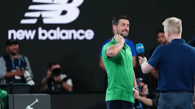 Novak Djokovic gets interviewed